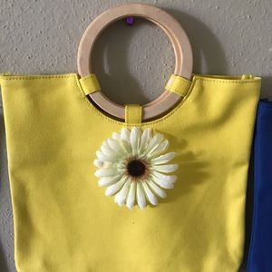 Wooden handle hand bags